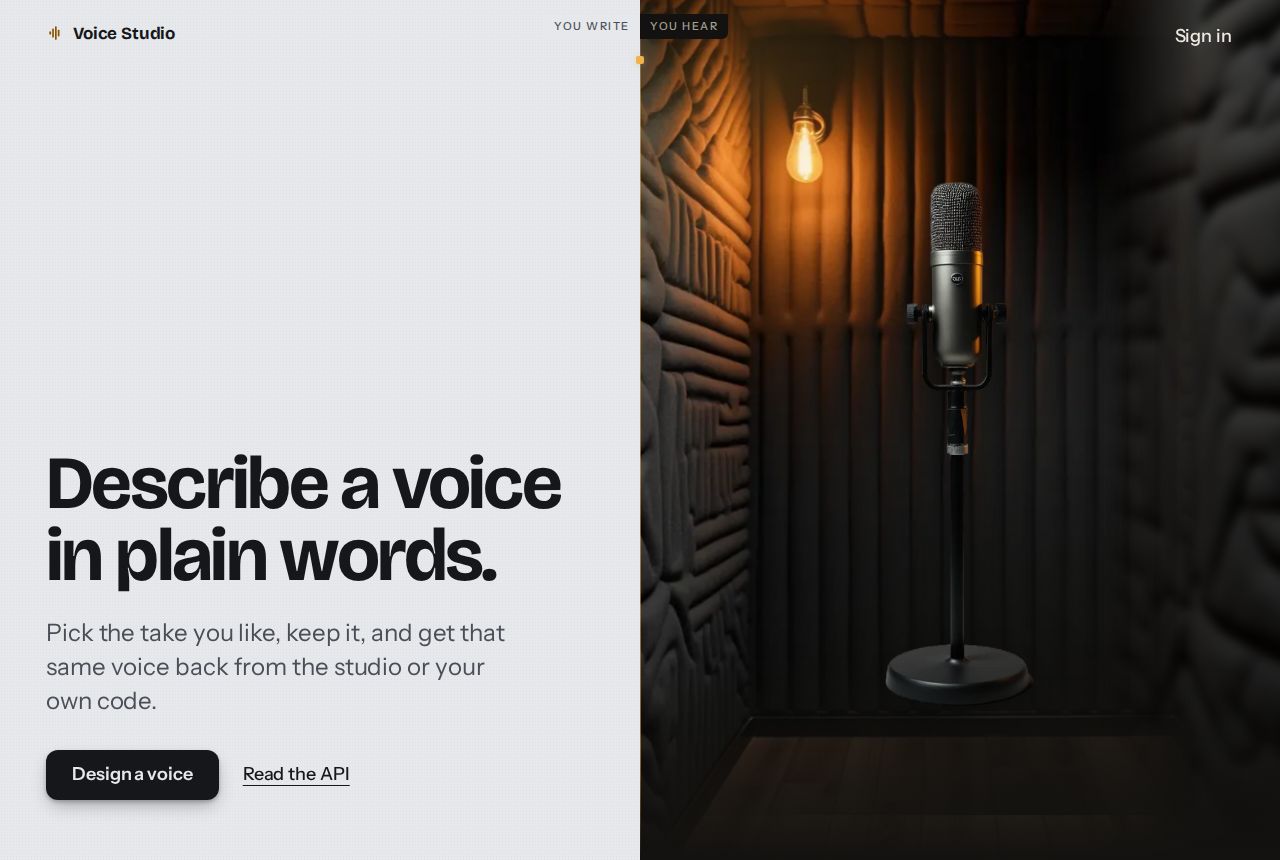 Voice Studio home page
