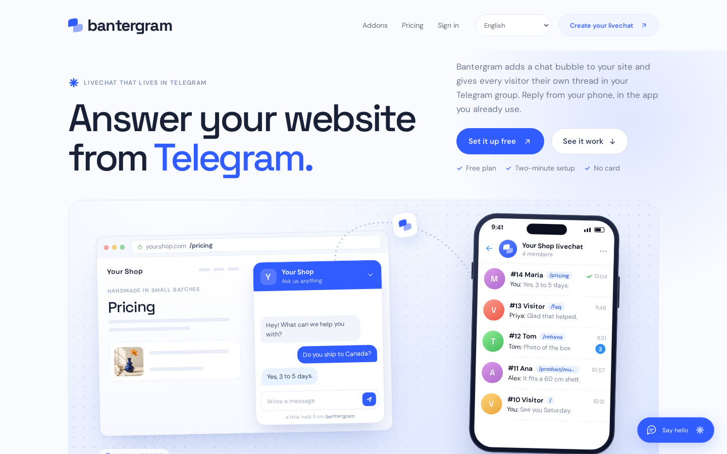 Bantergram home page
