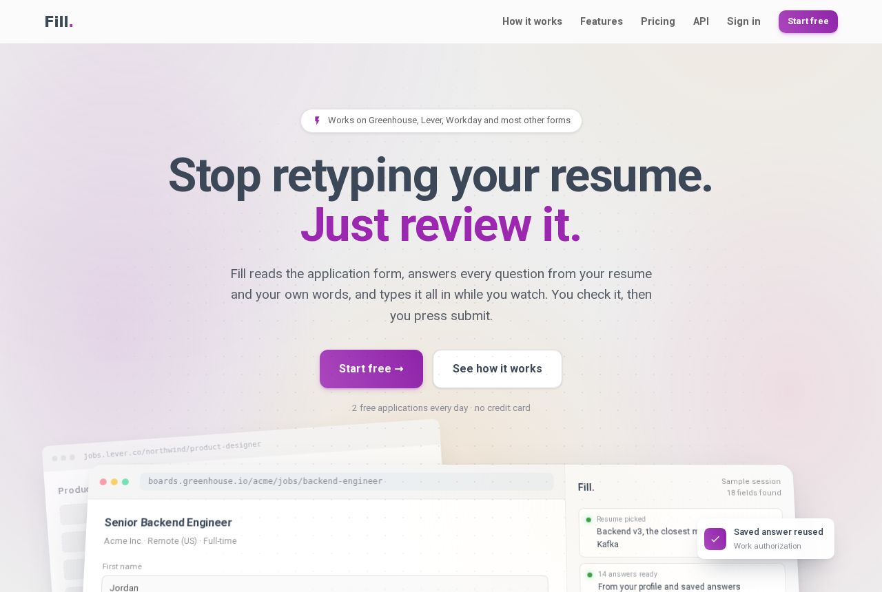 Fill home page